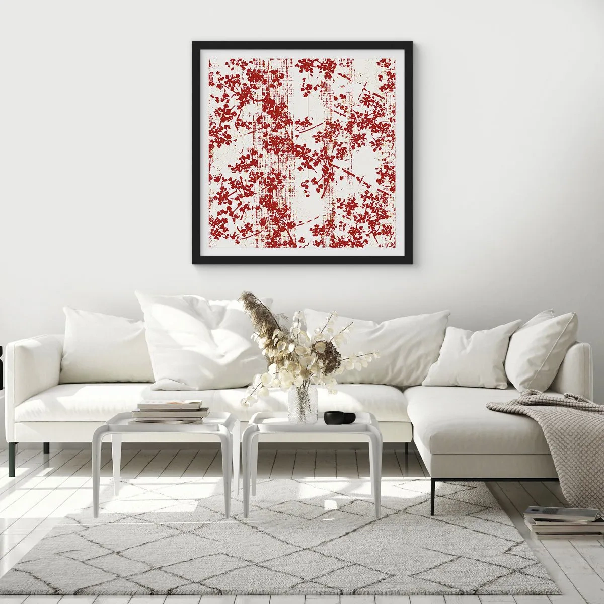 Poster in cornice nera - Come l'antico percalle - 60x60 cm