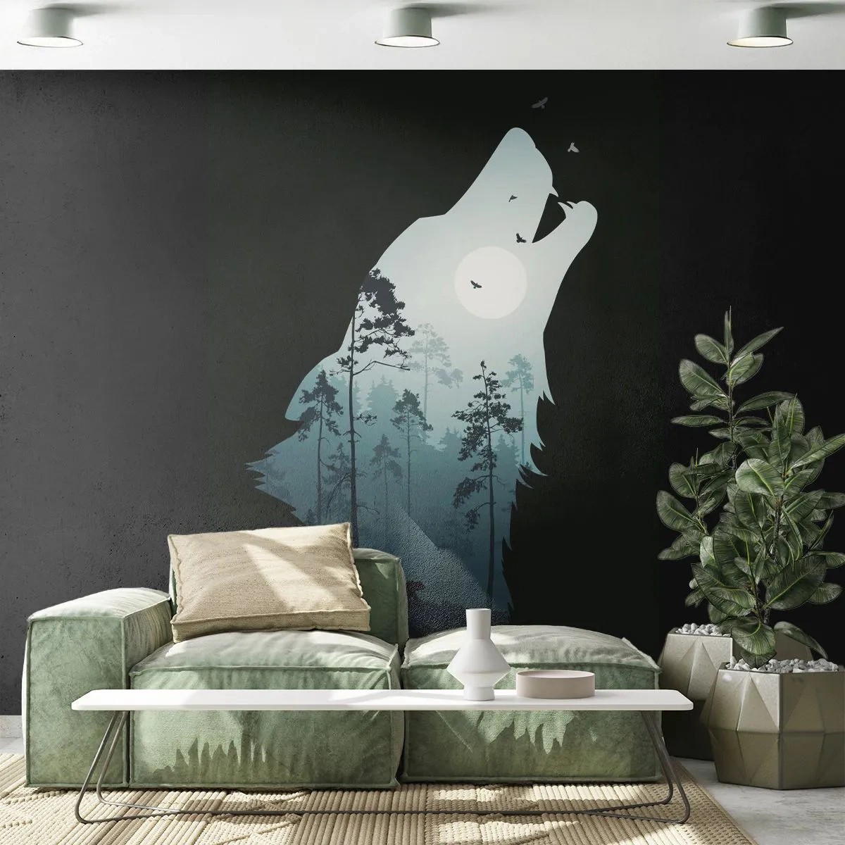 Fotomurali Premium Canvas - Voce di una notte boschiva - Astrazione, Orso, Grotta - 200x140 cm