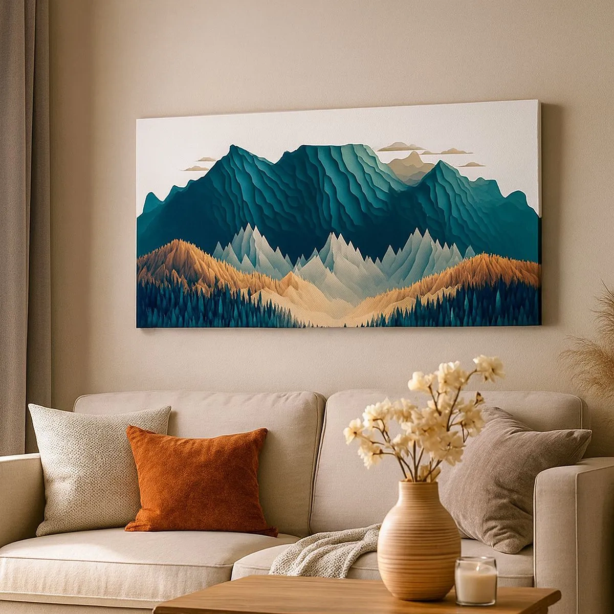 Quadro su tela - Stampe su Tela - Perfetto paesaggio montano - 100x40 cm