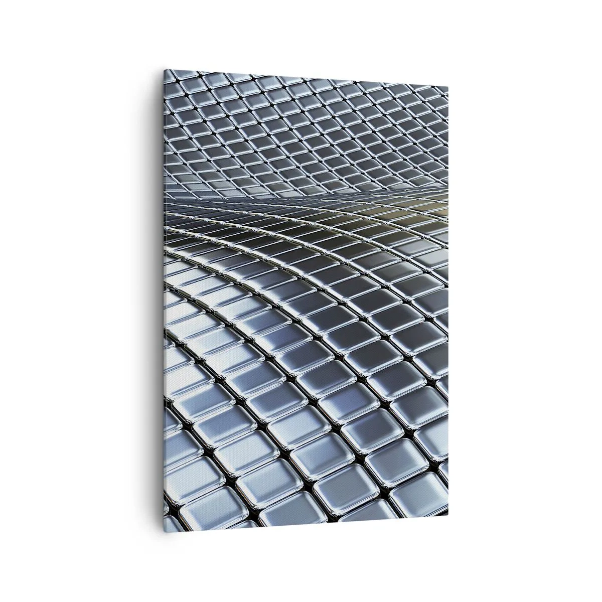 Quadro su tela - Stampe su Tela - Struttura moderna realizzata con quadrati metallici - 70x100cm - Onda metallica argentea - Decorazione murale moderna per soggiorno e camera da letto ARTTOR