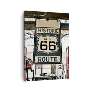 Quadro su tela - Stampe su Tela - Stazione di servizio storica della Route 66 - 50x70cm - Viaggio retro americano - Decorazione murale moderna per soggiorno e camera da letto ARTTOR