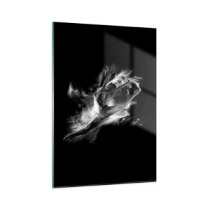 Quadro su vetro - Silhouette in bianco e nero di una ballerina in movimento dinamico - 50x70cm - Fermo in volo - Decorazione murale moderna per soggiorno e camera da letto ARTTOR