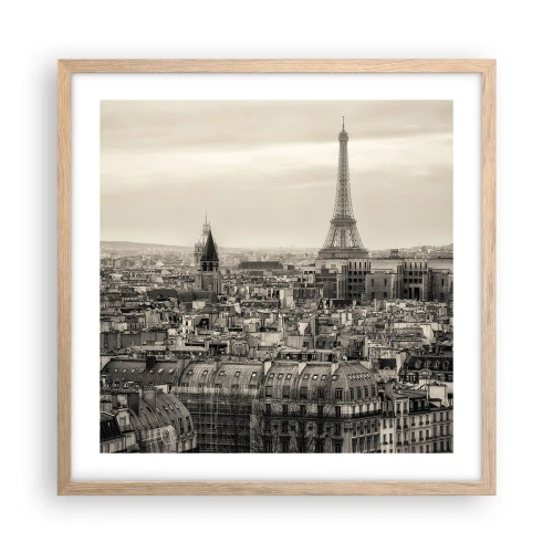 Poster in cornice rovere chiaro - Sui tetti di Parigi - 50x50 cm