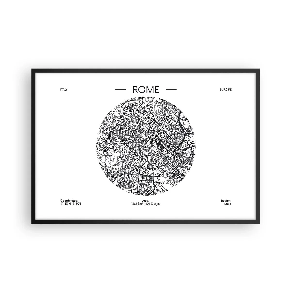 Poster in cornice nera - Anatomia di Roma - 91x61 cm