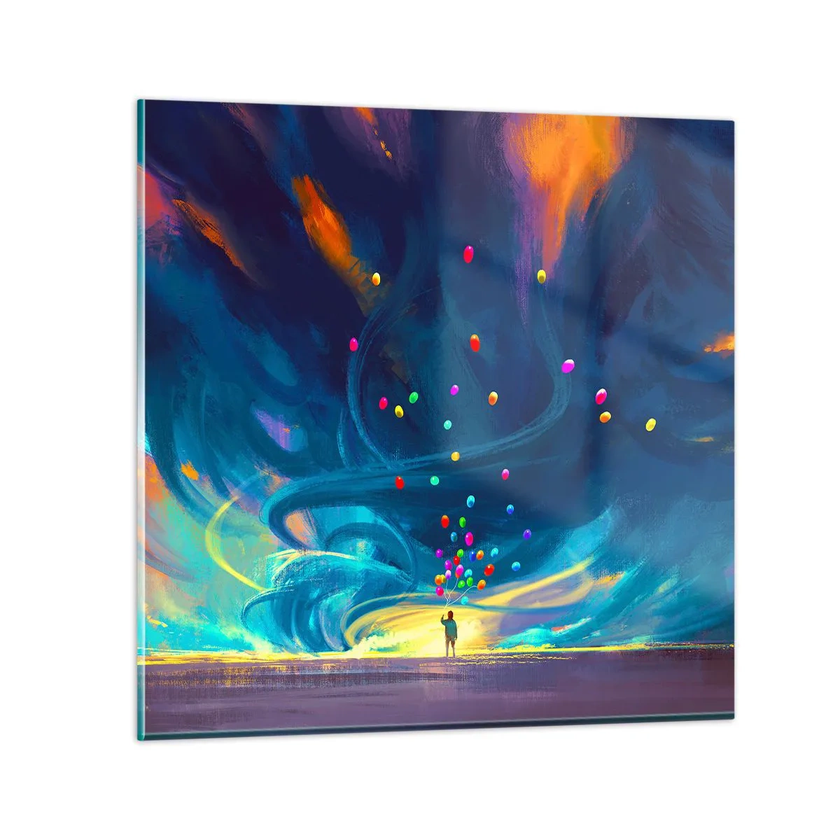 Quadro su vetro - Sul vento blu - 60x60 cm