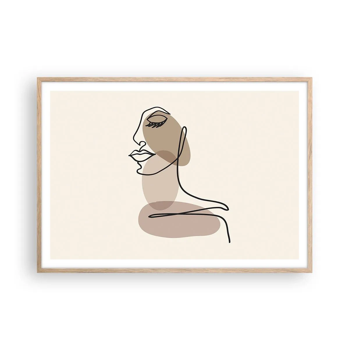 Poster in cornice rovere chiaro - Ascoltando se stessa - 100x70 cm