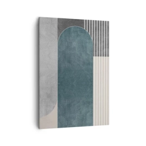 Quadro su tela - Stampe su Tela - Astrazione geometrica nei toni del grigio e del verde - 50x70cm - Composizione orizzontale  - Decorazione murale moderna per soggiorno e camera da letto ARTTOR