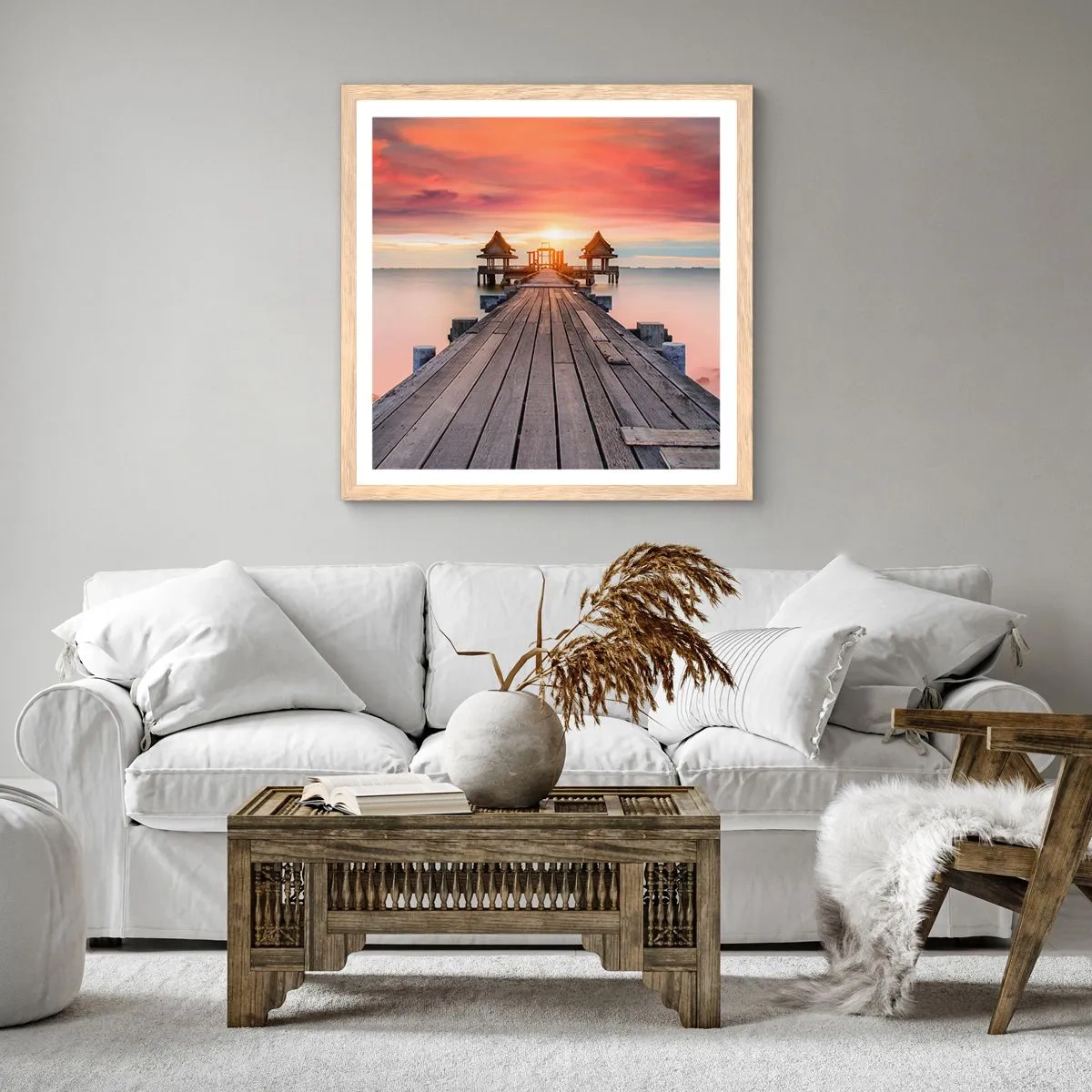 Poster in cornice rovere chiaro - Tramonto d'oriente - 30x30 cm