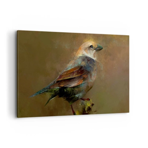 Quadro su tela - Stampe su Tela - Un'interpretazione artistica di un passero su uno sfondo marrone - 100x70cm - Passerotto, piccolo uccellino - Decorazione murale moderna per soggiorno e camera da letto ARTTOR