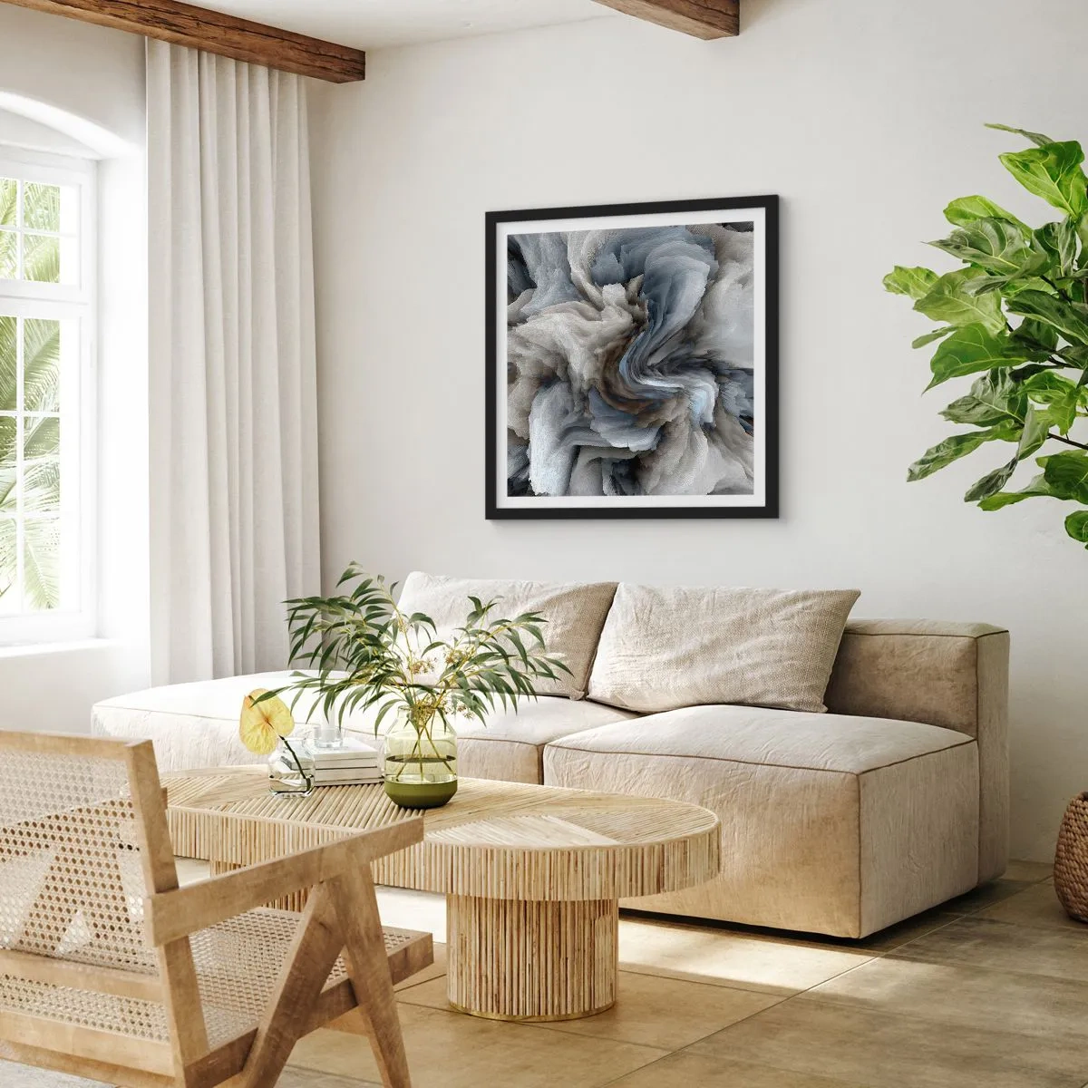 Poster in cornice nera - Pietra in fiore - 50x50 cm