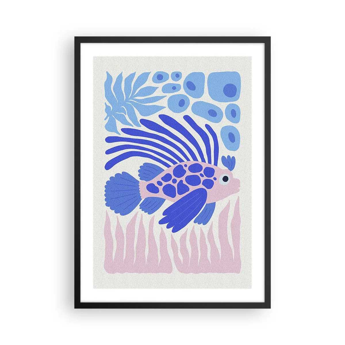 Poster in cornice nera - Pesci esotici stilizzati in un ambiente sottomarino - 50x70cm - Nel suo elemento - Decorazione murale moderna per soggiorno e camera da letto ARTTOR