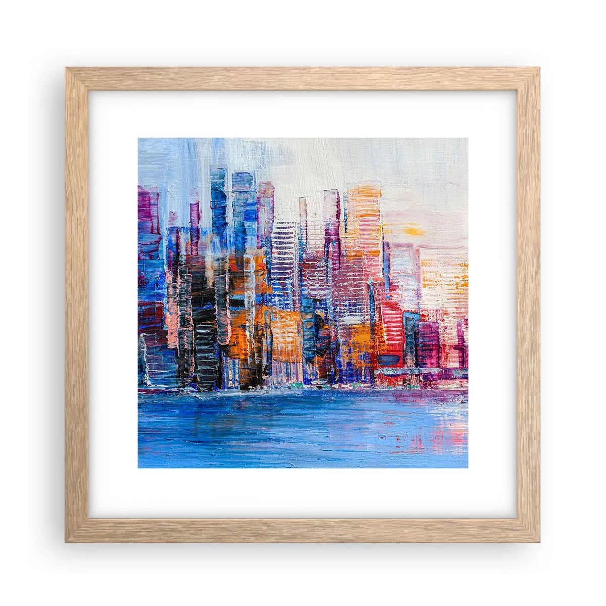 Poster in cornice rovere chiaro - Metropoli gioiosa - 30x30 cm