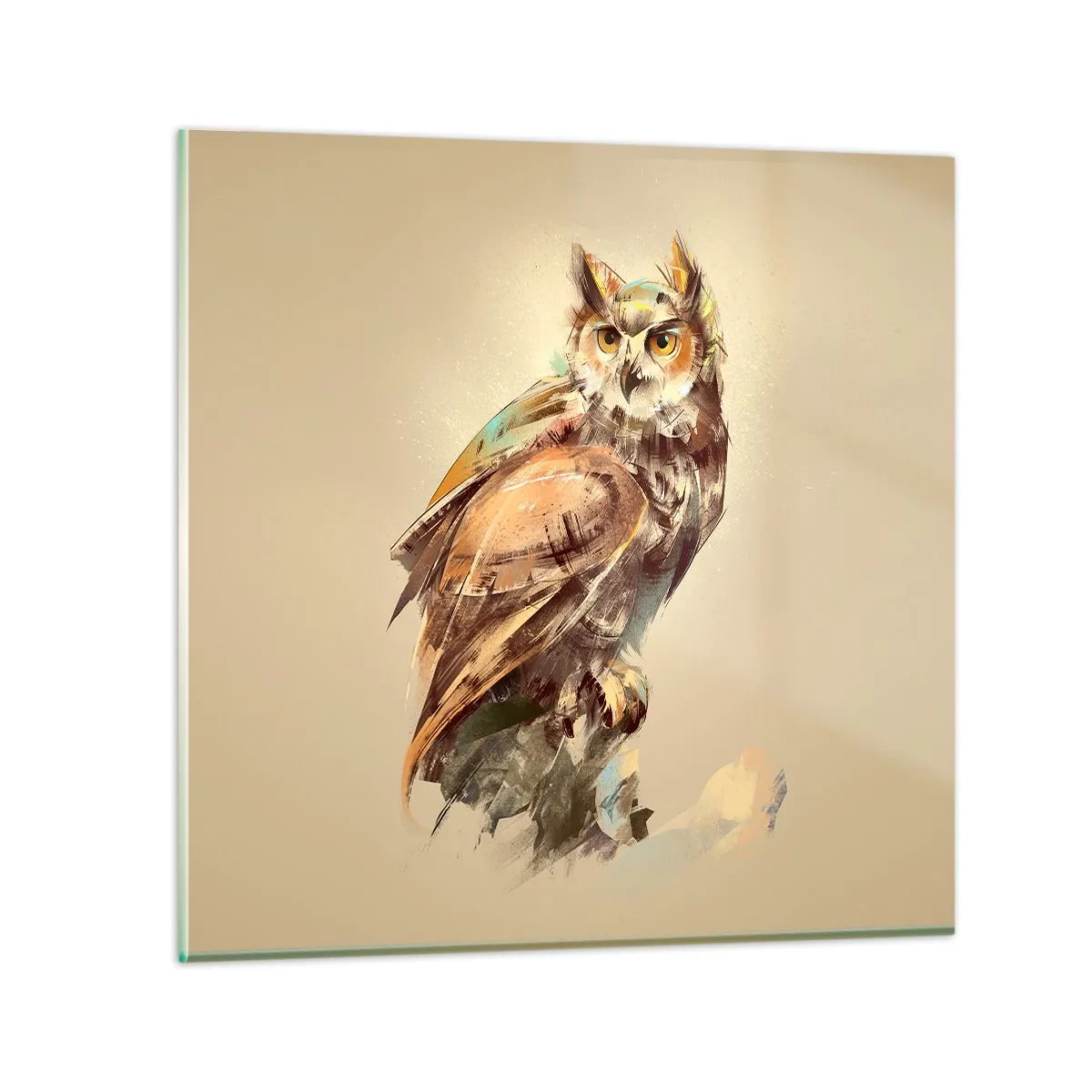 Quadro su vetro - Il gufo più saggio - il querceto lo conferma - 30x30 cm