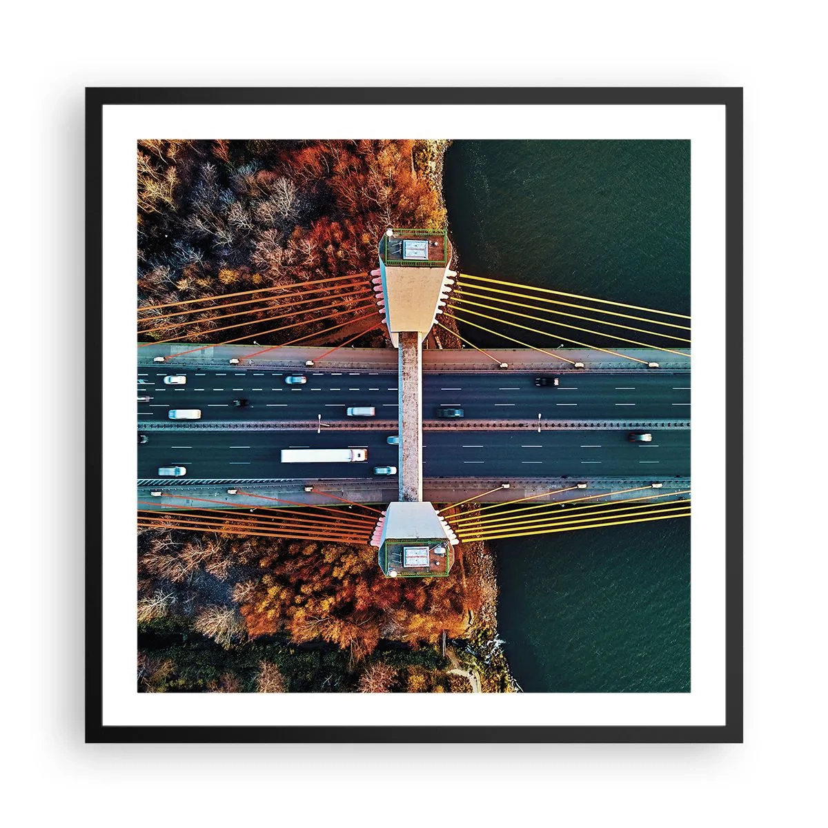 Poster in cornice nera - Oltre il fiume, oltre il bosco - 60x60 cm