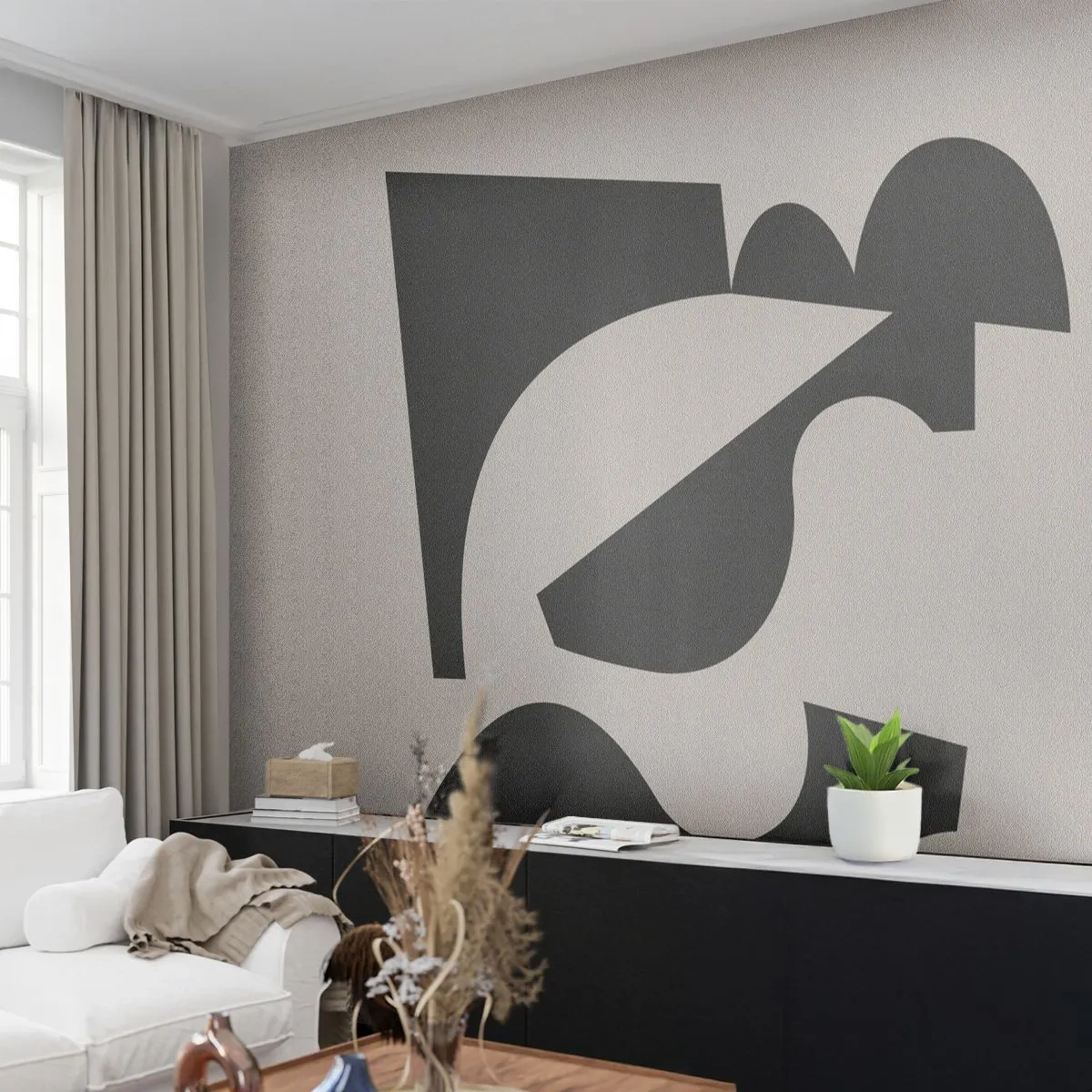 Fotomurali Premium Sand - Silhouette astratta di un cavaliere in stile geometrico - 100x70cm - Kit di montaggio - Decorazione murale moderna per soggiorno e camera da letto ARTTOR