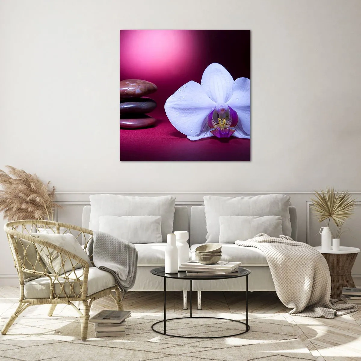 Quadro su vetro - Studio di freschezza in viola - 30x30 cm