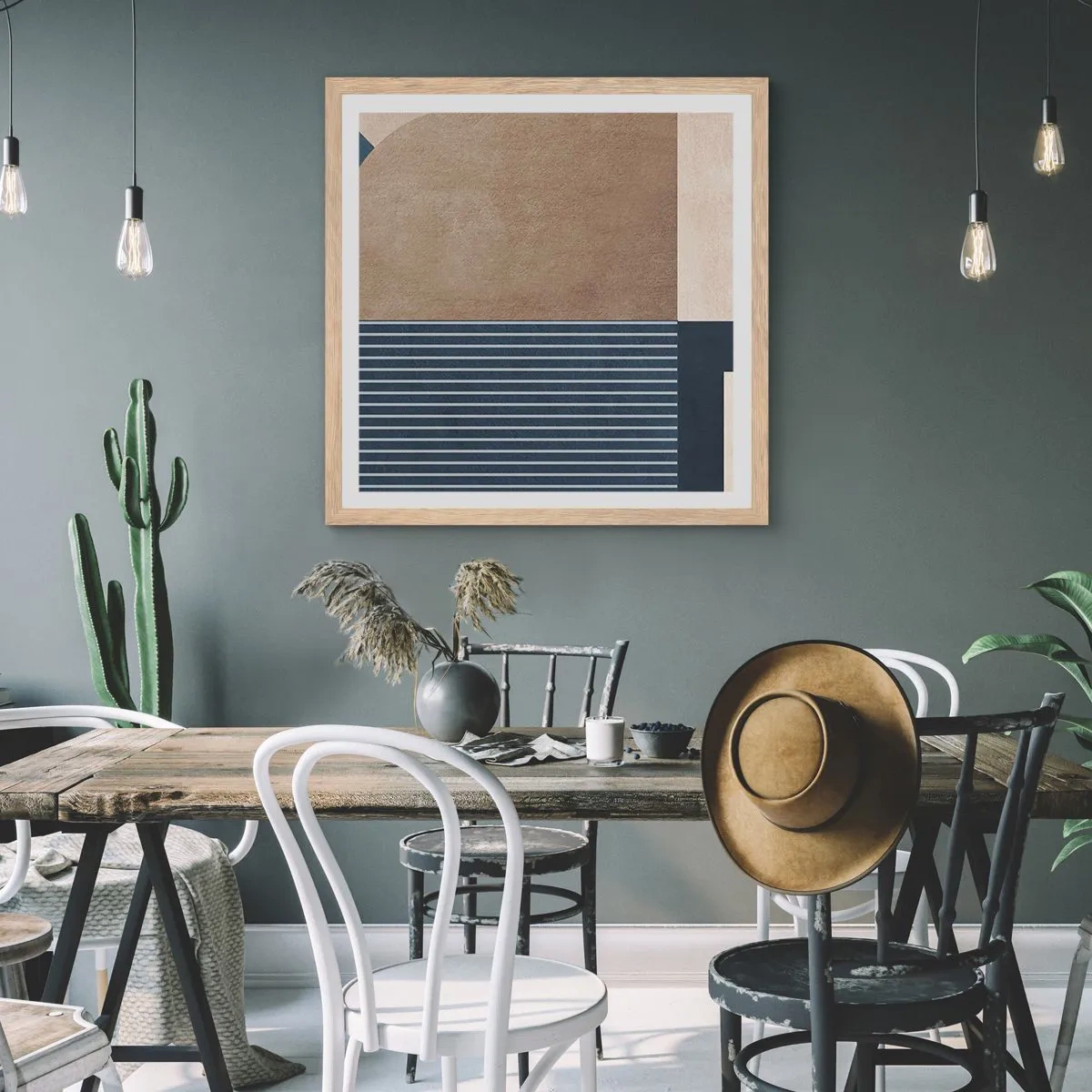 Poster in cornice rovere chiaro - Composizione di semplicità e rotondità - 50x50 cm