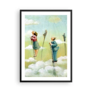 Poster in cornice nera - Personaggi che salgono scale tra le nuvole - 50x70cm - Seguendo i propri sogni - Decorazione murale moderna per soggiorno e camera da letto ARTTOR