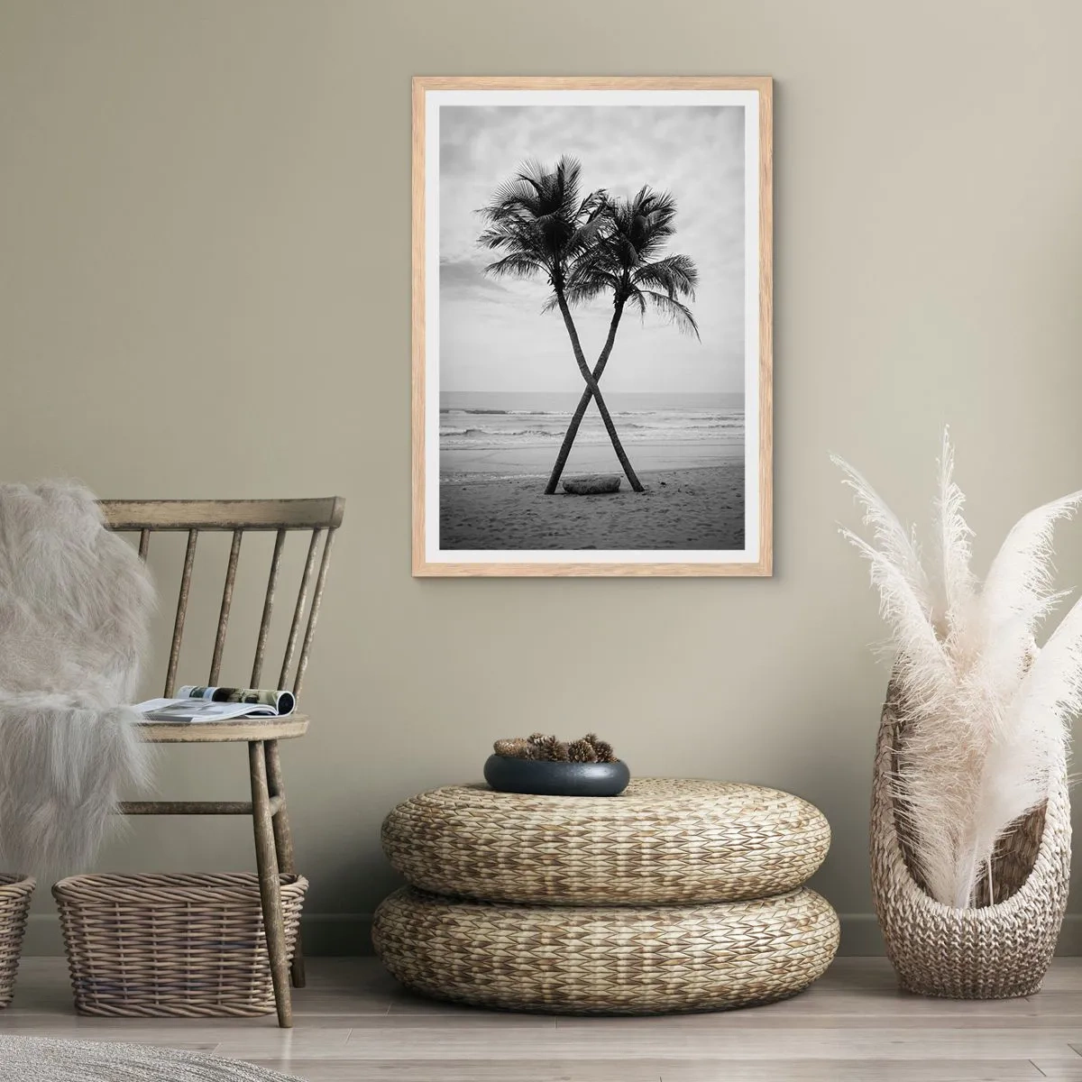 Poster in cornice rovere chiaro - Tenera presenza - 70x100 cm