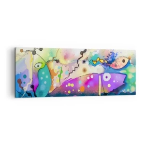 Quadro su tela - Stampe su Tela - Pesci astratti in una composizione colorata e surreale - 140x50cm - Senza parole! - Decorazione murale moderna per soggiorno e camera da letto ARTTOR
