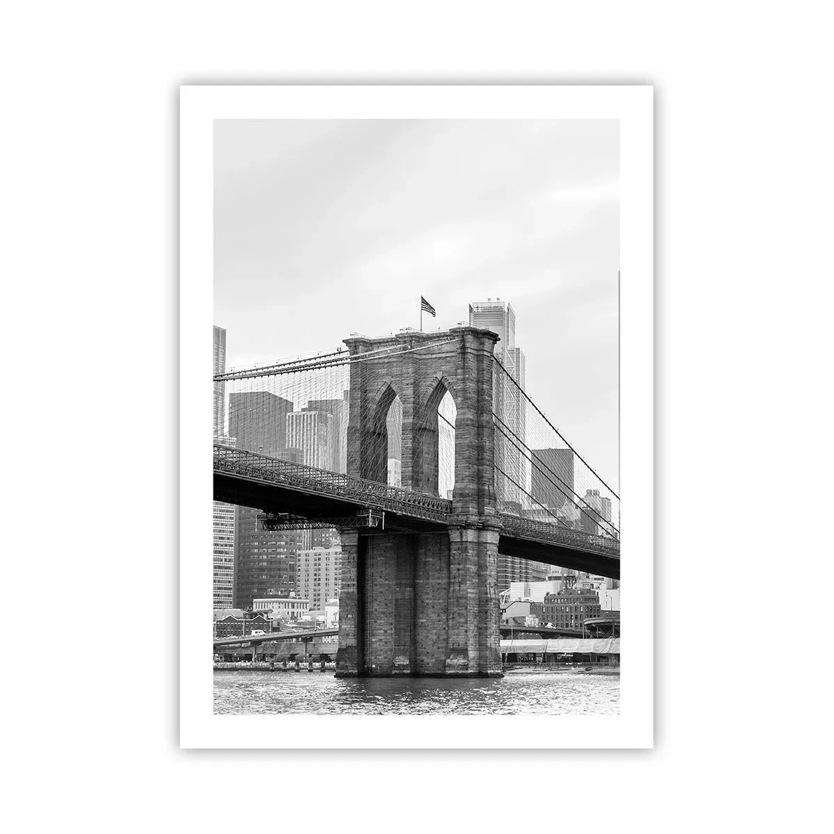 Poster - Ponte di Brooklyn in monocromia - 50x70cm - Atmosfera di New York - Decorazione murale moderna per soggiorno e camera da letto ARTTOR