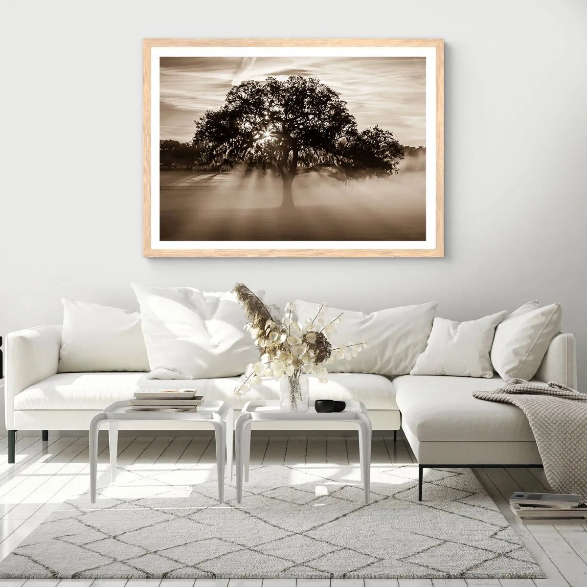 Poster in cornice rovere chiaro - L'albero delle sole buone notizie - 91x61 cm