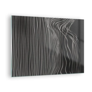 Quadro su vetro - Linee delicate in una disposizione astratta su uno sfondo scuro - 70x50cm - Ritmo e accento - Decorazione murale moderna per soggiorno e camera da letto ARTTOR