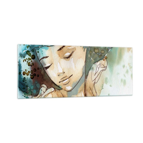 Quadro su vetro - Lady in blue - 100x40 cm
