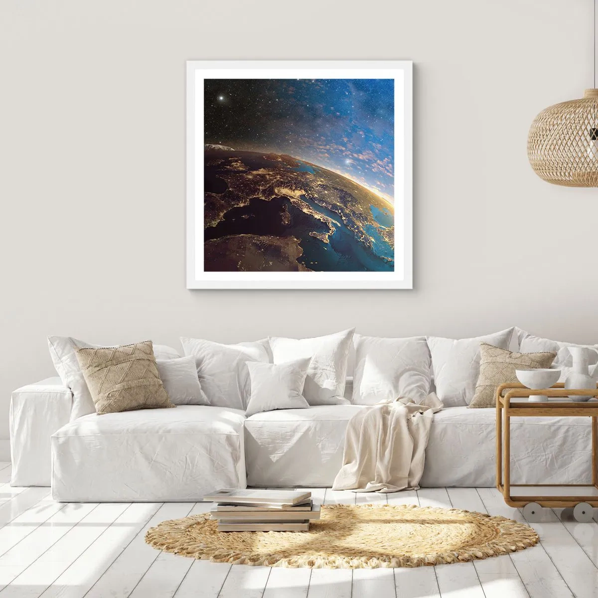 Poster in cornice bianca - Guardiamoci da lontano - 30x30 cm