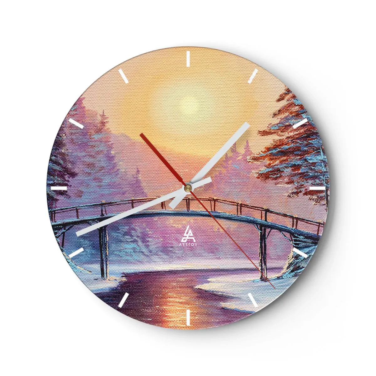 Orologio da parete - Orologio in Vetro - Quattro stagioni: inverno - 40x40 cm