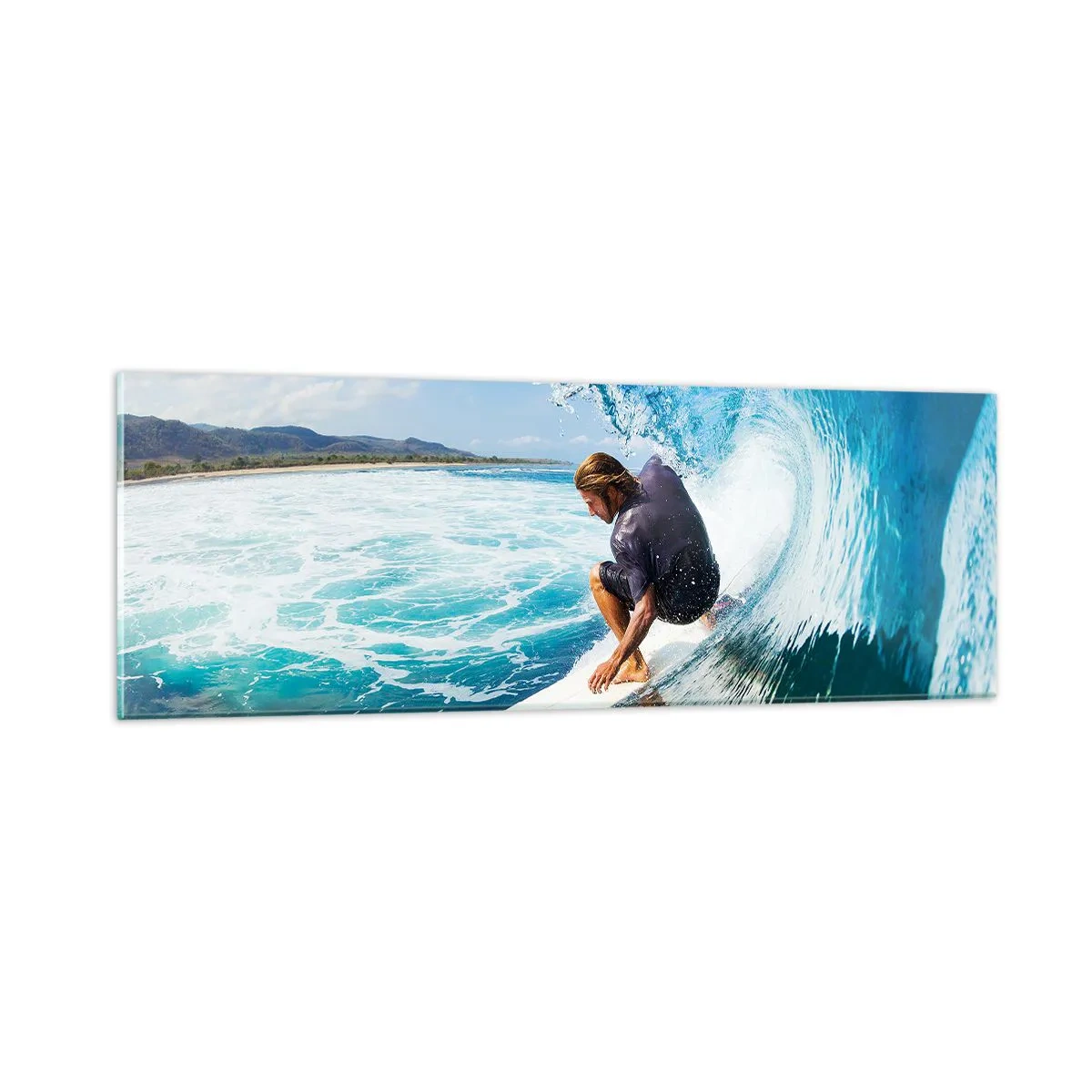 Quadro su vetro - Ballando con le onde - 90x30 cm