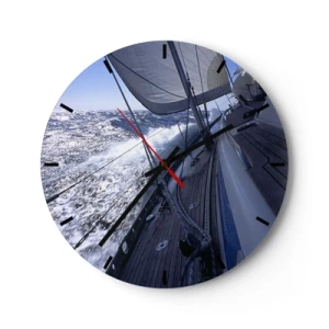 Orologio da parete - Orologio in Vetro - Uno yacht in mare aperto tra le onde - 30x30cm - So cosa vuol dire volare - Decorazione murale moderna per soggiorno, cucina e camera da letto ARTTOR