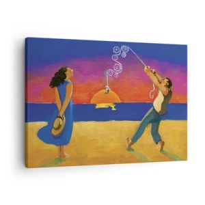 Quadro su tela - Stampe su Tela - Figure in riva al mare al tramonto - 70x50cm - Più delle stelle del cielo - Decorazione murale moderna per soggiorno e camera da letto ARTTOR