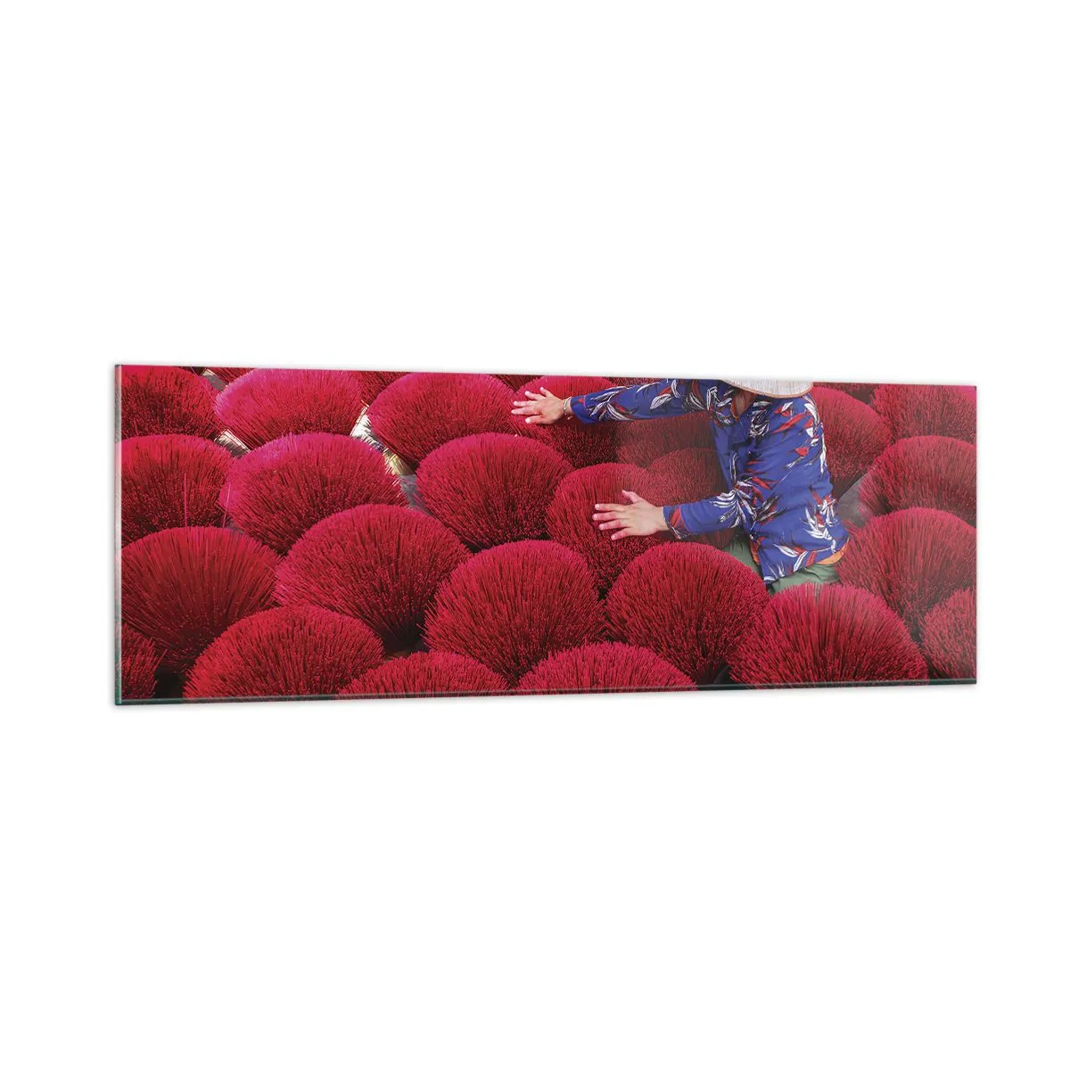 Quadro su vetro - Nel campo di riso - 90x30 cm