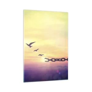 Quadro su vetro - Simbolo di libertà con uccelli e una catena spezzata - 80x120cm - La vittoria della libertà - Decorazione murale moderna per soggiorno e camera da letto ARTTOR