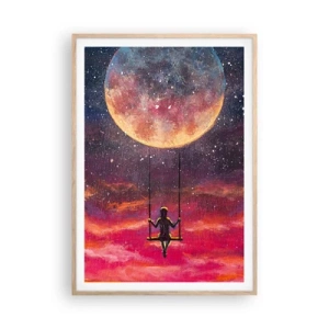 Poster in cornice rovere chiaro - Con la testa tra le nuvole - 70x100 cm