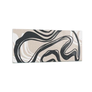 Quadro su vetro - Linee astratte in tonalità scure su uno sfondo beige - 120x50cm - Espressione moltiplicata - Decorazione murale moderna per soggiorno e camera da letto ARTTOR
