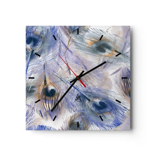 Orologio da parete - Orologio in Vetro - Composizione a occhio di pavone - 40x40 cm