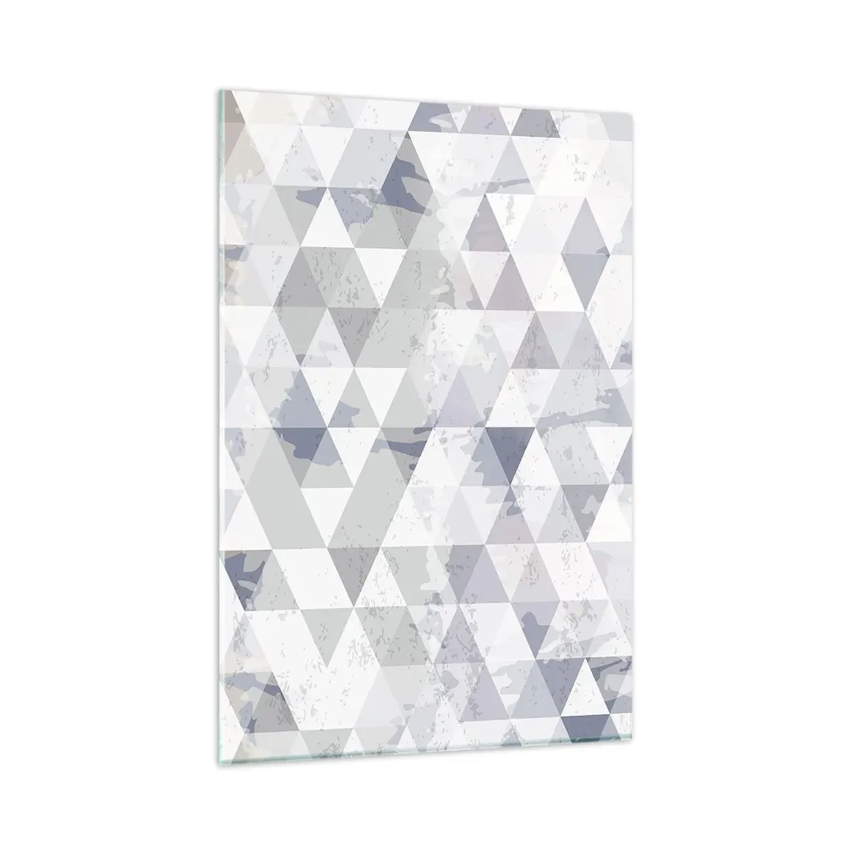 Quadro su vetro - Motivo geometrico a triangolo in tonalità pastello - 80x120cm - Al ritmo di tre - Decorazione murale moderna per soggiorno e camera da letto ARTTOR