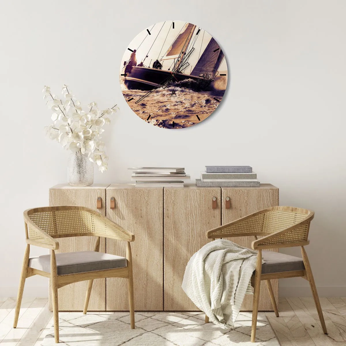 Orologio da parete - Orologio in Vetro - Naviga, marinaio - 30x30 cm