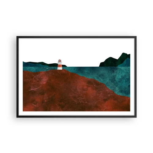 Poster in cornice nera - Contemplando il mare - 91x61 cm
