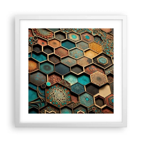 Poster in cornice bianca - Decorazioni arabe: variazione - 40x40 cm
