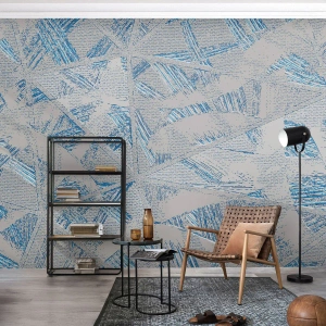 Fotomurali Premium Sand - Motivo geometrico nei toni del grigio e del blu - 100x70cm - Nel labirinto grigioblu - Decorazione murale moderna per soggiorno e camera da letto ARTTOR