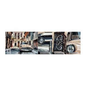 Campione di Fotomurale Adesivo Deluxe Sticker - Siesta all'Avana - Macchina vintage, Architettura, Città - 100x30 cm