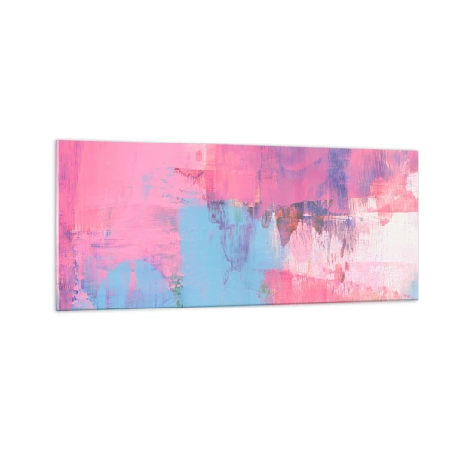 Quadro su vetro - Rosa, blu e un pizzico di luce - 100x40 cm