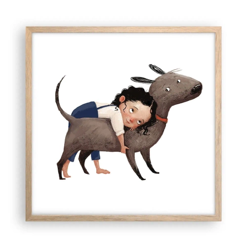 Poster in cornice rovere chiaro - I migliori amici - 50x50 cm