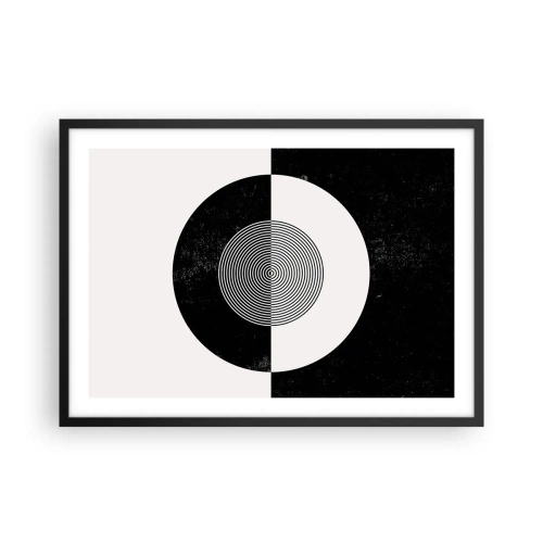 Poster in cornice nera - Motivo grafico in bianco e nero a contrasto - 70x50cm - Armonia in bianco e nero - Decorazione murale moderna per soggiorno e camera da letto ARTTOR