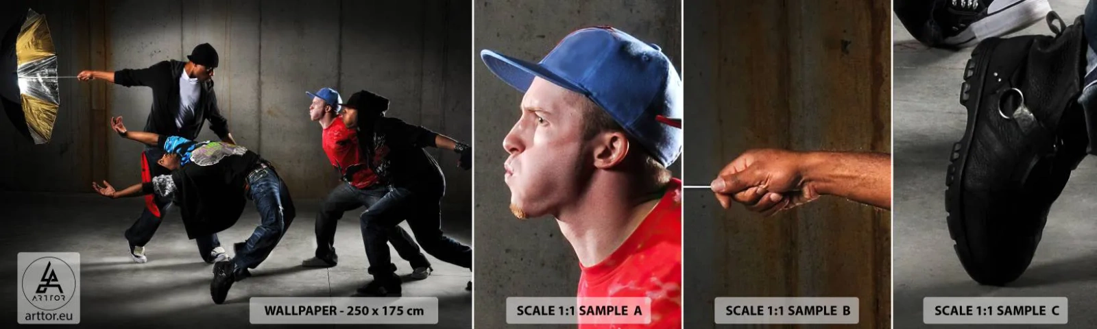 Campione di Fotomurale Adesivo Deluxe Sticker - Ballare con il vento della strada - Danza, Musica, Persone - 100x30 cm