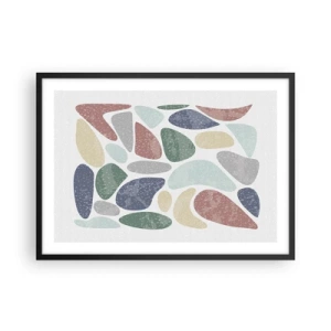 Poster in cornice nera - Forme organiche colorate su uno sfondo bianco - 70x50cm - Mosaico di colori incipriati - Decorazione murale moderna per soggiorno e camera da letto ARTTOR