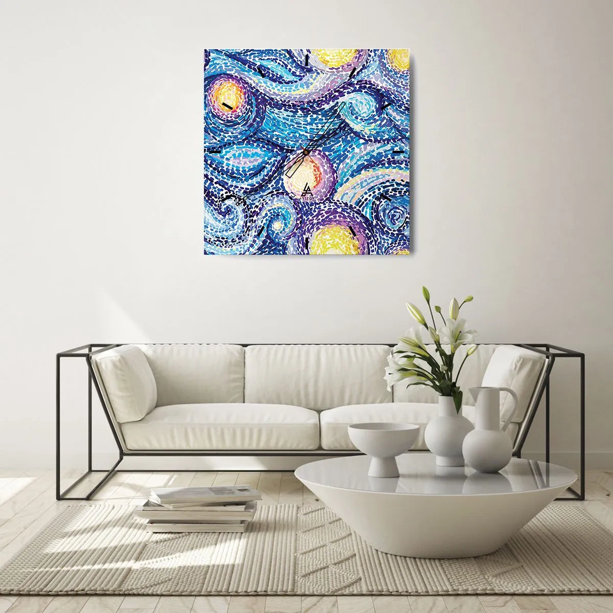 Orologio da parete - Orologio in Vetro - Dal quadro di Van Gogh - 40x40 cm